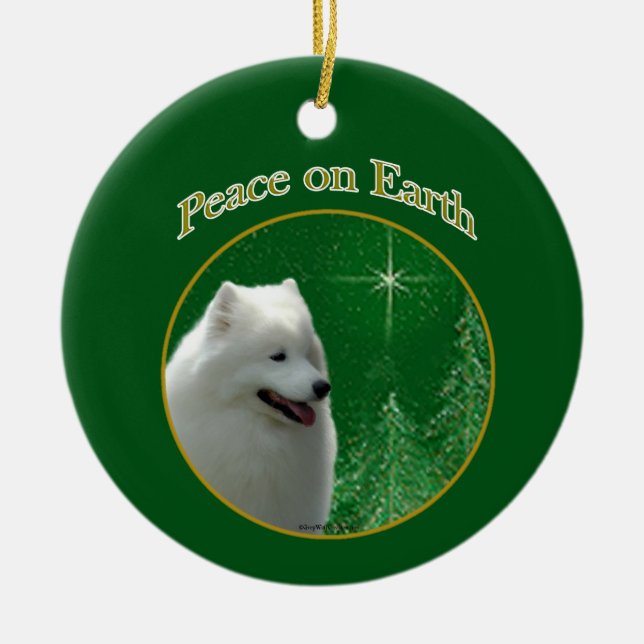Adorno De Cerámica Paz Samoyed (Frente)