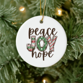 Adorno De Cerámica Peace Hope Joy Navidad Ornament Gift Idea