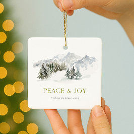 Adorno De Cerámica Peace & Joy Winter Mountain Christmas