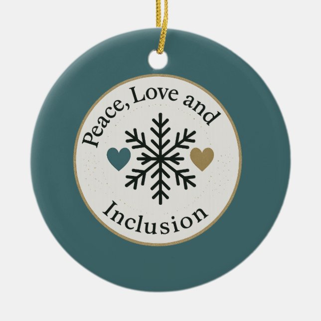 Adorno De Cerámica Peace, Love and Inclusion | Personalized Holiday (Frente)