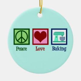Adorno De Cerámica Peace Love Baking Cute Navidades de panadería Verd