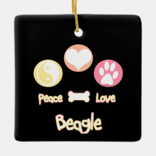 Adorno De Cerámica Peace Love Beagle