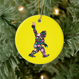 Adorno De Cerámica Peace Love Bigfoot Hippie Funny Bigfoot Lover
