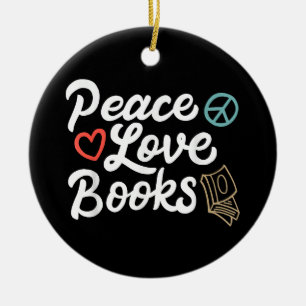 Adorno De Cerámica Peace Love Books Geeky & Cute Leading