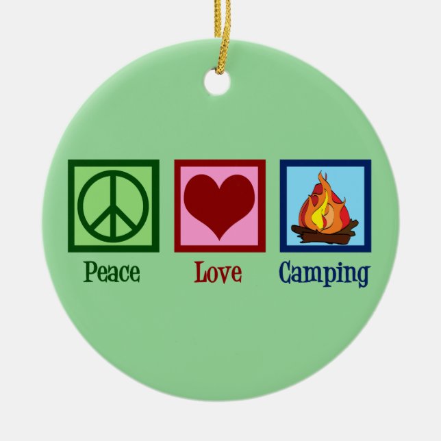 Adorno De Cerámica Peace Love Camping (Frente)