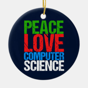 Adorno De Cerámica Peace Love Computer Science