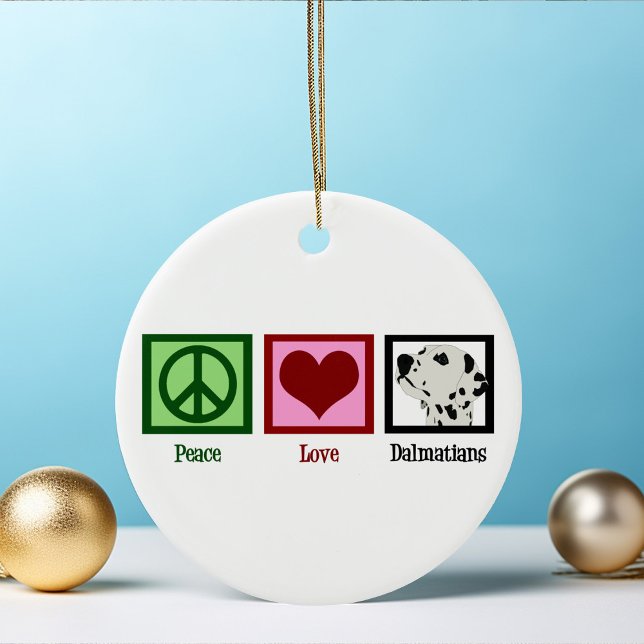 Adorno De Cerámica Peace Love Dalmatians Cuidados Navidades (Subido por el creador)