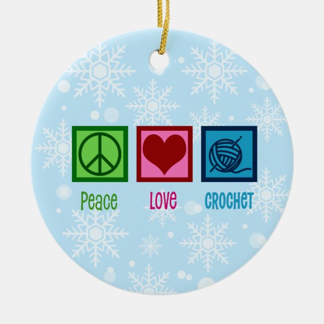 Adorno De Cerámica Peace Love Debate Team Ceramic Ornamet Crochet (Frente)