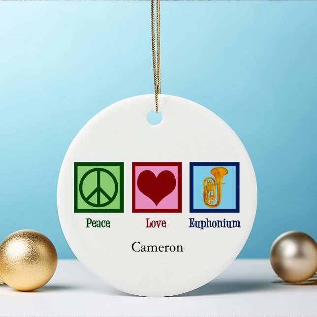 Adorno De Cerámica Peace Love Euphonium Personalizados Navidades (Subido por el creador)