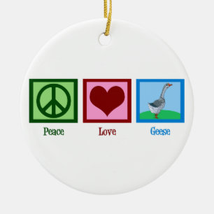 Adorno De Cerámica Peace Love Geese