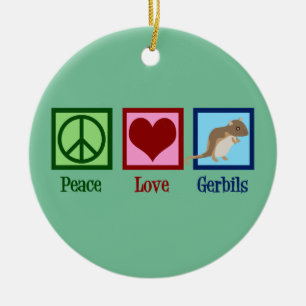 Adorno De Cerámica Peace Love Gerbils