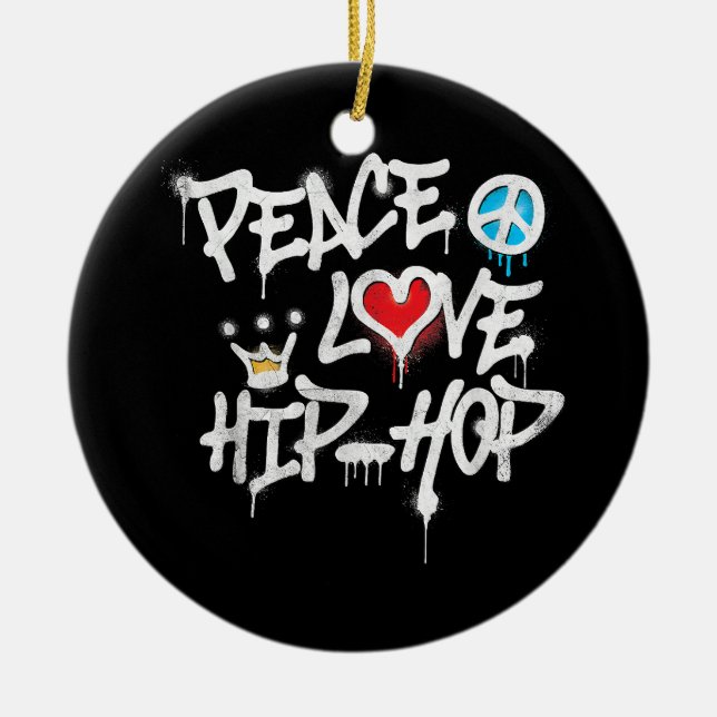 Adorno De Cerámica Peace Love Hip Hop Dance (Frente)
