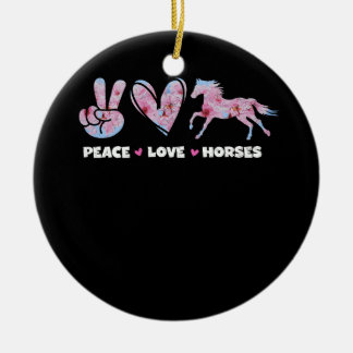 Adorno De Cerámica Peace Love Horses Cuse Horse Lover Flower Carreras