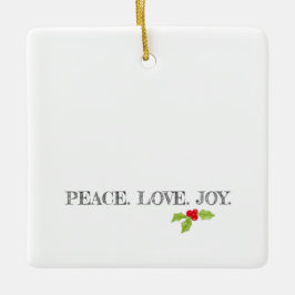 Adorno De Cerámica Peace Love Joy Holly Merry Christmas Moderne Photo