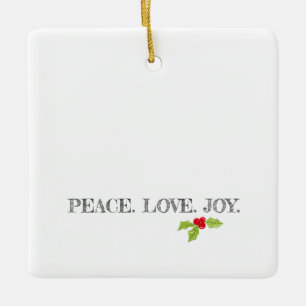 Adorno De Cerámica Peace Love Joy Holly Merry Christmas Moderne Photo