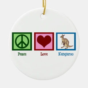 Adorno De Cerámica Peace Love Kangaroo