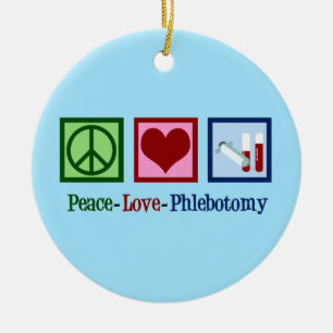 Adorno De Cerámica Peace Love Phlebotomy