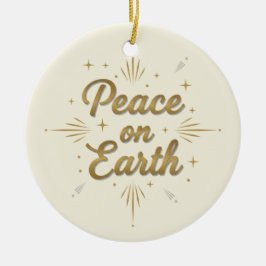 Adorno De Cerámica Peace on Earth Retro Script Vintage Typography