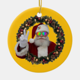 Adorno De Cerámica Peace Santa Christmas Ornament