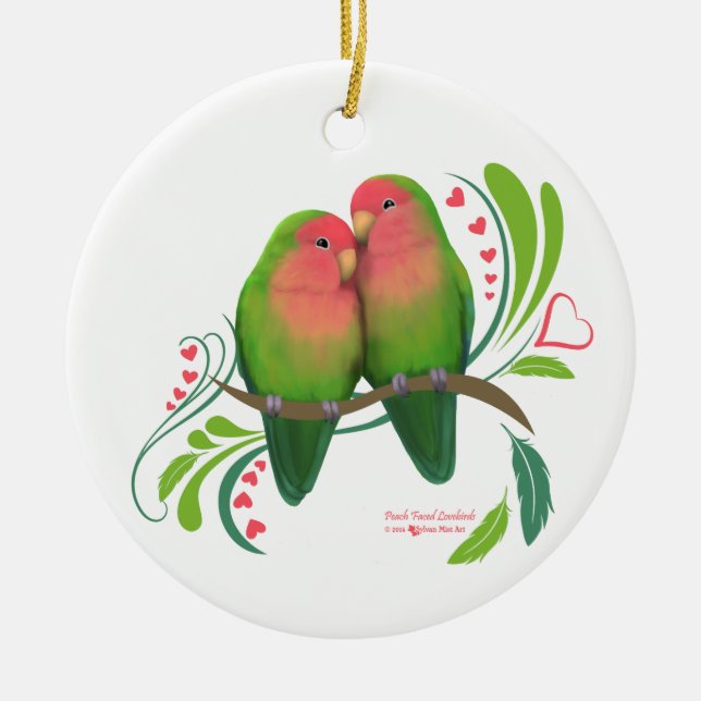 Adorno De Cerámica Peach Faced Love Birds (Frente)