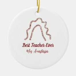 Adorno De Cerámica Peach marron glitter rainbow teacher appreciation