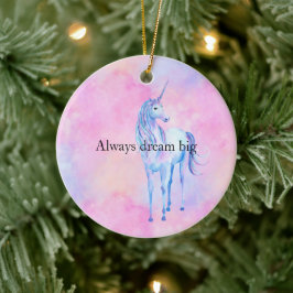 Adorno De Cerámica Peach Pink Purple Unicorn