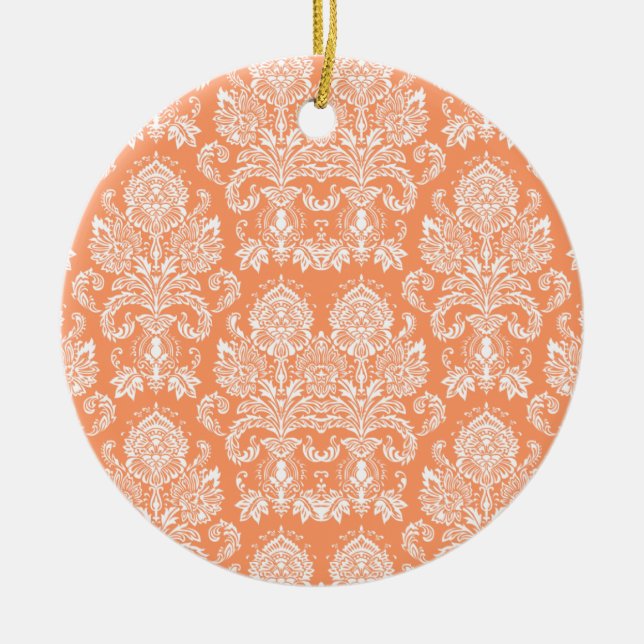Adorno De Cerámica Peach Victorian Damask (Frente)