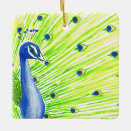 Adorno De Cerámica Peacock acuarela colorido