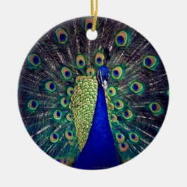 Adorno De Cerámica Peacock azul cobalto
