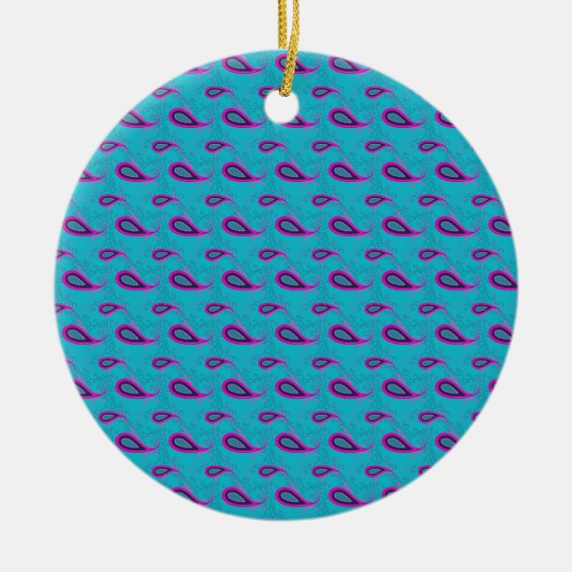 Adorno De Cerámica Peacock Blue Paisley (Frente)