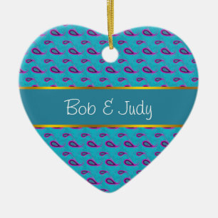 Adorno De Cerámica Peacock Blue Paisley