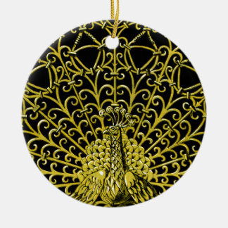 Adorno De Cerámica Peacock de oro de Art Nouveau