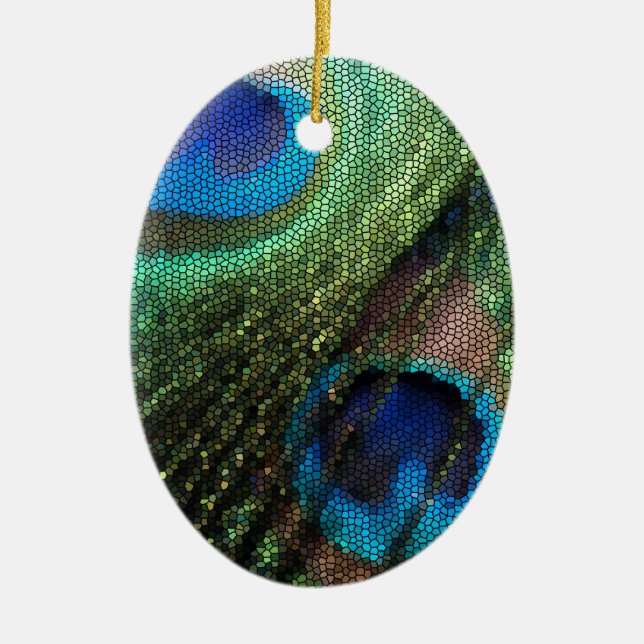 Adorno De Cerámica Peacock Feather with Stained Glass Effect (Frente)