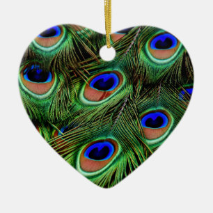 Adorno De Cerámica Peacock Feathers