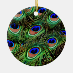 Adorno De Cerámica Peacock Feathers