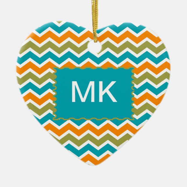 Adorno De Cerámica Peacock Vibrant Tribal Zigzag (Frente)