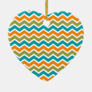 Adorno De Cerámica Peacock Vibrant Tribal Zigzag