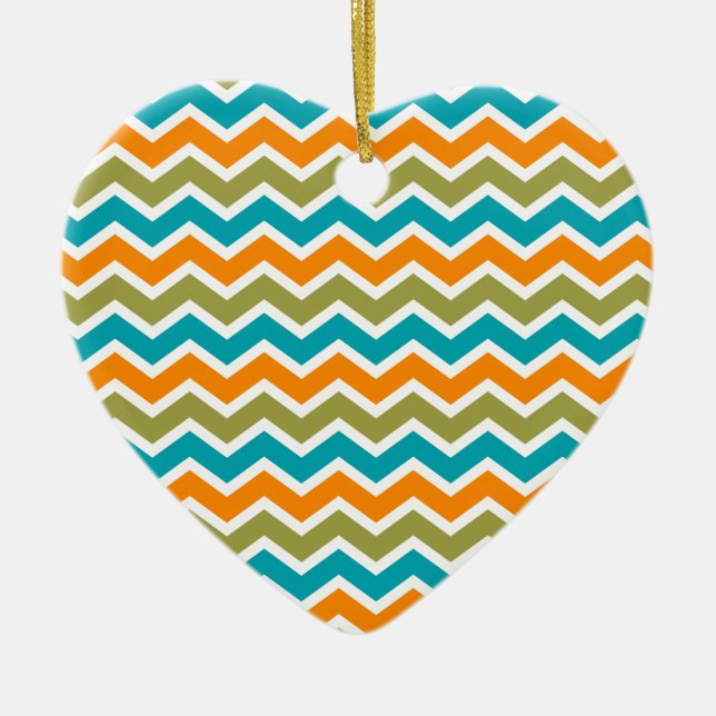 Adorno De Cerámica Peacock Vibrant Tribal Zigzag (Frente)