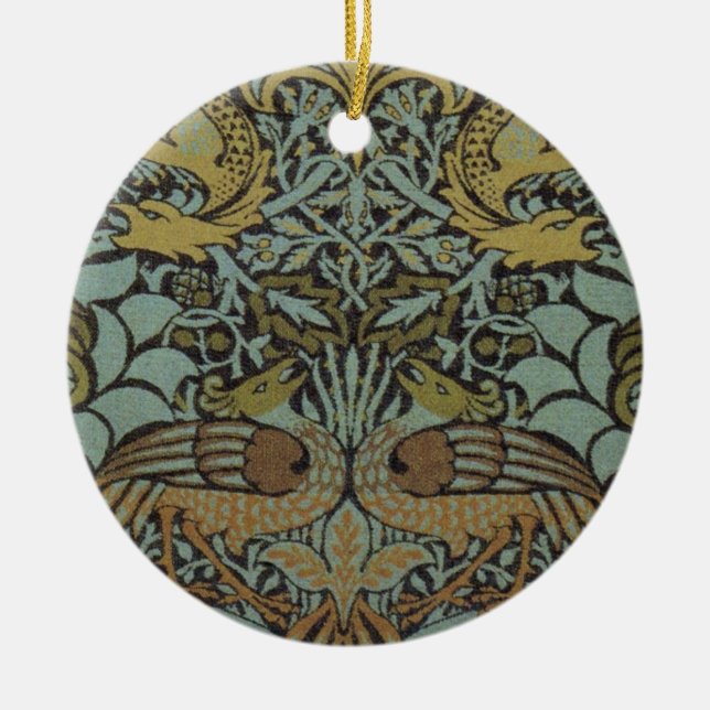 Adorno De Cerámica Peacock y Dragón (por William Morris) (Frente)