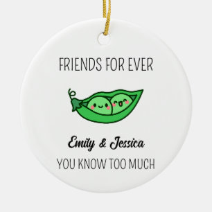 Adorno De Cerámica Peas en una vaina Besties Ornament, mejor amigo