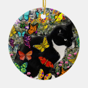 Adorno De Cerámica Pecas en las mariposas - gatito del smoking