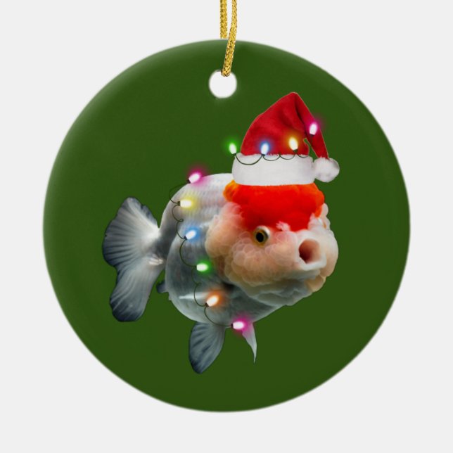Adorno De Cerámica peces con Navidades de luces Gorras (Frente)