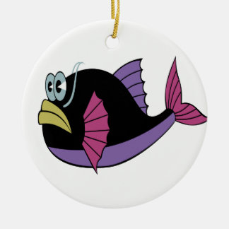 Adorno De Cerámica Peces de purga morada y negra multicolor