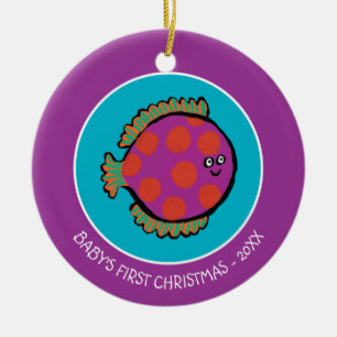 Adorno De Cerámica Peces rosados y Naranjas de polka-dot