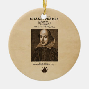Adorno De Cerámica Pedazo delantero al primer folio de Shakespeare