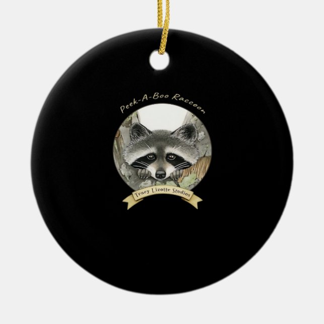 Adorno De Cerámica Peekabo Raccoon (Frente)