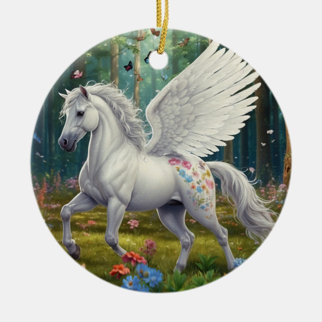 Adorno De Cerámica Pegasus Mare en primavera (Frente)