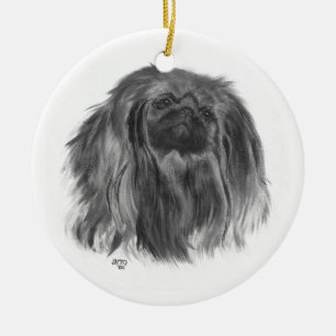 Adorno De Cerámica Pekinés oscuro