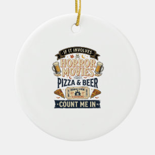 Adorno De Cerámica Peliculas de Terror Pizza Cerveza Divertido Hallow