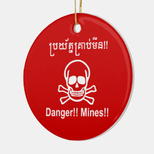 Adorno De Cerámica ¡¡Peligro!! ¡Minas! ☠ de Rótulo camboyano ☠